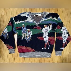 Men’s Vintage 90s V-Neck Golf Sweater (Sz. L)